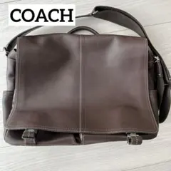 【coach】ダークブラウン レザー ショルダーバッグ