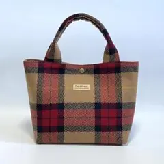 G84・ハンドメイドミニトートバッグ★タータンチェック・ブラウン
