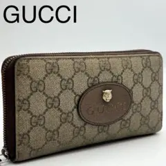 グッチ GGスプリーム キャット ラウンド 長財布 レザー ネオ ヴィンテージ