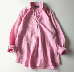 UNITED ARROWS リネンスキッパーシャツ ピンク 40　長袖のサムネイル