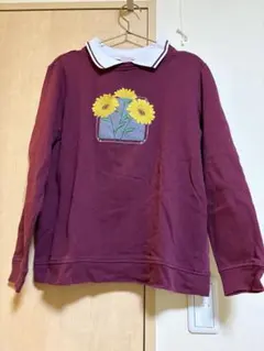 古着　花柄刺繍トレーナー　ワインレッド