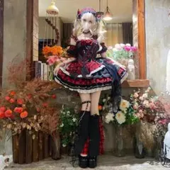【Loli Cat】アイドル ステージ衣装 フルセット ゴスロリ 赤黒 チェック