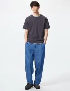 UNIQLO ワイドテーパードジーンズ ブルー Mサイズ