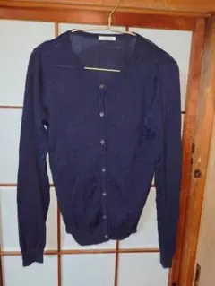 Honeys GLACIER カーディガン 薄手 ネイビー 花ボタン M