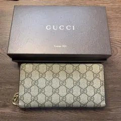 011 美品 GUCCI PVC 長財布 GGスプリーム ラウンドファスナー - メルカリ