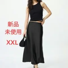【新品未使用】ユニクロ サテンスカート ブラック 黒色 XXL 大きいサイズ