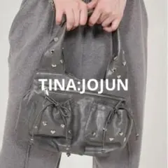 tinajojunスタッズ付きグレー　ハンドバッグ