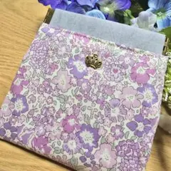 No.865】ポケットティッシュケース ミニサイズ 子ども用 花柄 パープル