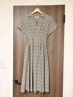 SNIDEL グレー チェック柄 シャツワンピース