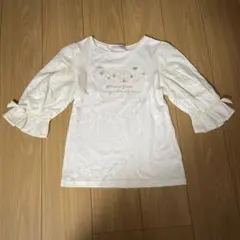 mezzo piano フリル袖 Tシャツ M（150） ホワイト 薔薇