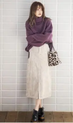 【GRL】サイドスリットタートルネックニットトップス