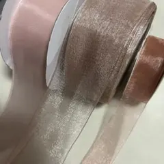 くすみピンク　オーガンジーリボン　サテンリボン　3種類