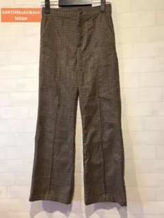 《美品♡》EARTHMusic&ecoブラウンチェックピンタックストレートパンツ