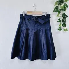 【アプワイザーリッシェ】タックプリーツスカート ベルト付き フレア ひざ丈（2）