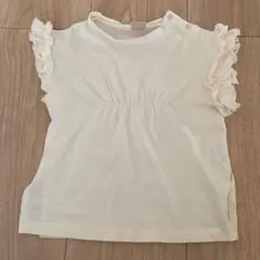 petit main プティマイン　フリル付きクリーム色シャツ　90cm