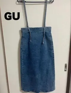 GU サスペンダー付きデニムナロースカートSD Sサイズ ジャンパースカート