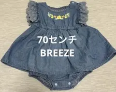 お値下げ⭐︎ブリーズ70 ロンパースワンピ　お花柄デニムワンピ