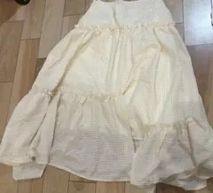 shein ロングスカート　クリーム色　チェック