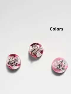 No358 レジンピアスイヤリング　赤　白　ピンク　シルバー　小さな丸3個セット