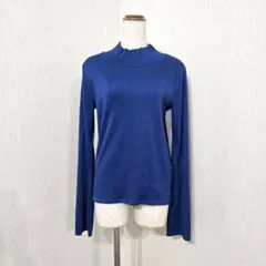 PAGEBOY リブニット ハイネック フレア袖 ロイヤルブルー 上品 高級感