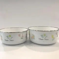 【新品】フラワーシーズン 昭和レトロ ホーローボウル 2個セット 花・ドット柄