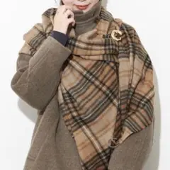 ジャーナルスタンダード カシミヤ100% 大判ストール チェック柄 男女兼用