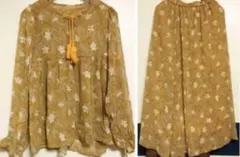 ブラウススカートセットSサイズ　シアー花柄