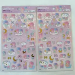 リトルツインスターズ　箔押しシール　２枚　キキララ　サンリオ　Sanrio　新品
