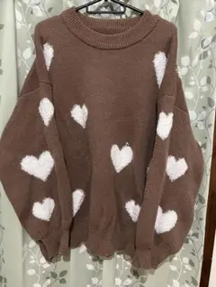 ハート柄ニットセーター ボリュームスリーブ