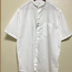 新品未使用　UNIQLO ユニクロ　リネンコットンスタンドカラーシャツ　半袖XL