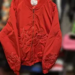 EPTM レッド ジャンパー ボンバージャケットXL ラッパー　フレイム柄