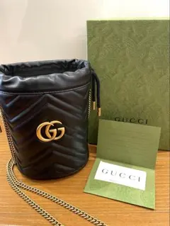 美品　GUCCI GGマーモント　スモールバケットバッグ