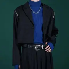 【Ellno Loset】２WAYフードジップショルダーショートジャケット