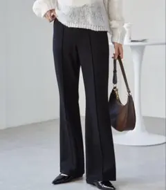 RANAN ラナン ジャージー素材ピンタックフレアパンツ