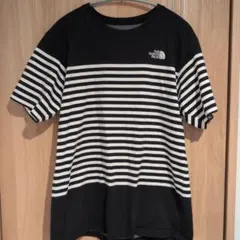 THE NORTH FACE ストライプ Tシャツ 刺繍ロゴ 半袖 L