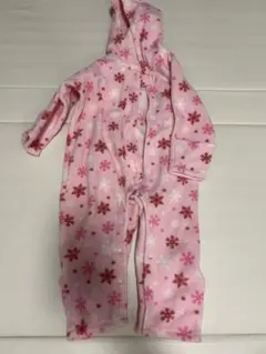 UNIQLO ピンク 雪の結晶柄 フリースボディスーツ 80