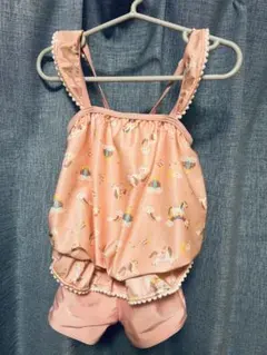 キッズ ワンピース水着 ユニコーン柄 ピンク