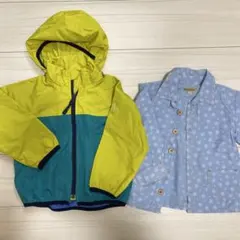 カラフルフード付きアウター　バイカラーマウンテンパーカー　100