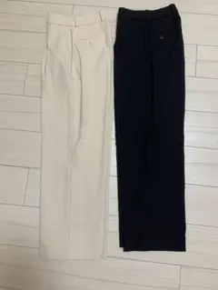 UNIQLO タックワイドパンツ　2本セットブラック　ナチュラル　XS