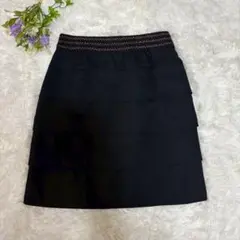 【スープ】(M/9)ティアードひざ丈スカート 黒 通勤 入学式 レーヨン混のサムネイル