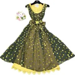 ★新品級　マックスマーラ　フレアーキャミ付きワンピース　絹❤︎ドット　刺繍♡艶　L