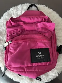Bebe キッズリュック　ショッキングピンク　大きめリボン