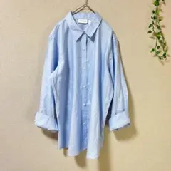 美品 水色 【XL】ノンアイロン シャツ 八分袖 レディース 通勤 お出かけ