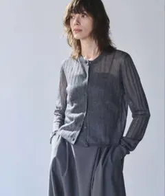 シアーラメリブニットカーディガン ノーク