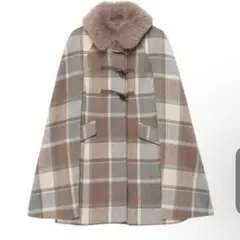 エイミー ウォーミーチェックダッフルマントコート MIX BEIGE春コート