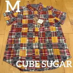 【新品未着用】CUBE SUGAR パッチワーク 半袖シャツ　Mサイズ　タグ付きのサムネイル