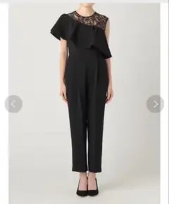 ラグナムーン LADYワンショルダーラッフルパンツドレス 黒 M