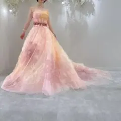 カラードレス グラデーションピンク 花嫁 ブライダル 前撮り パステルカラー