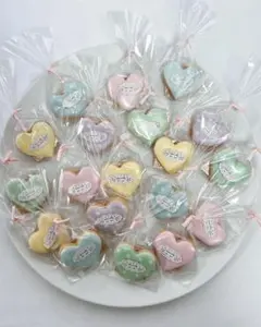 ドットハートのクッキー　10点セット　プチギフト　バレンタイン・ホワイトデー