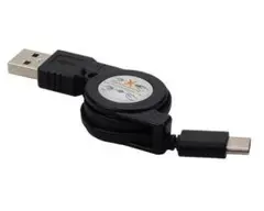 巻き取り式 USB Type-Cリトラクタブルケーブル ブラック2点セット